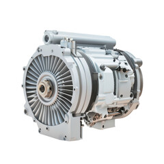 Electric vehicle motor machine advanced engineering tech component white background
