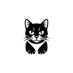 Vector Black Cat Logo, Minimalist Design, Cat Silhouette