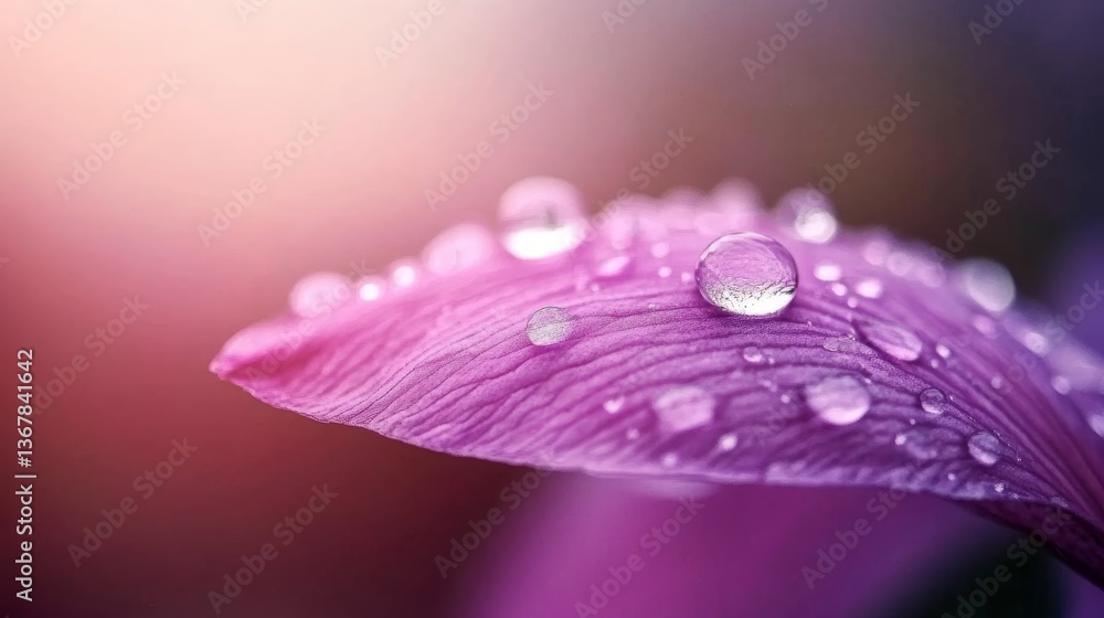Fototapete a dewdrop clings to the velvety petal of a deep purple iris as morning light softly illuminates the 