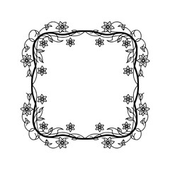 Elegant Floral Frame, Black & White, Wedding Invitation Element