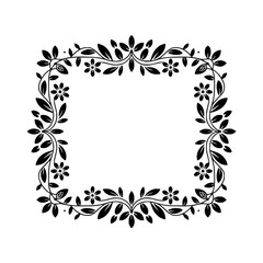 Elegant Floral Frame Vector Illustration, Black on Cream, Decorative Border