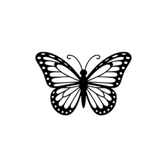 Elegant Butterfly Silhouette on White Background