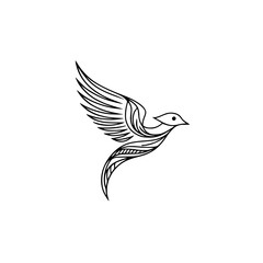 Elegant Black Bird Logo, Minimalist Line Art, Flight Symbol