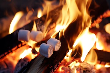 Marshmallows Roasting Over a Campfire