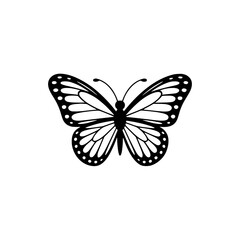 Black and White Butterfly Silhouette on Gradient Background