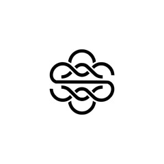 Abstract Black Celtic Knot Logo on White Background