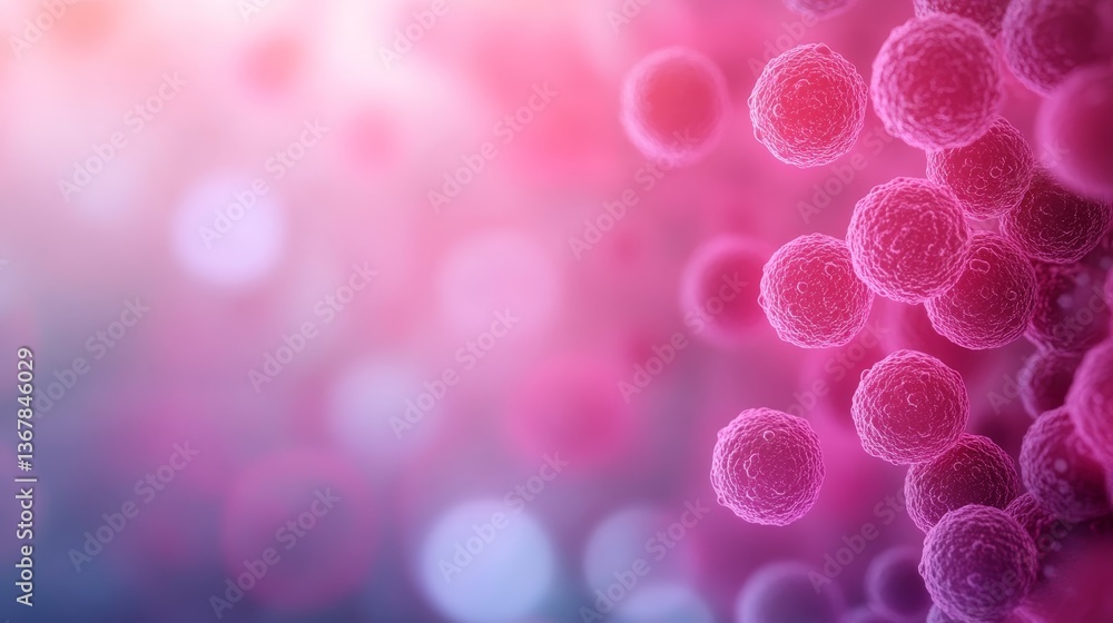 Aufkleber Assorted microorganisms display vibrant neon hues while suspended in liquid, showcasing intricate detail and dynamic movement at a microscopic scale