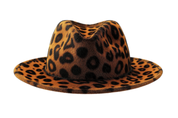 A daring leopard-print fedora exudes confident style, a statement piece ready for a night out or a stylish afternoon stroll, boasting a soft, plush texture.