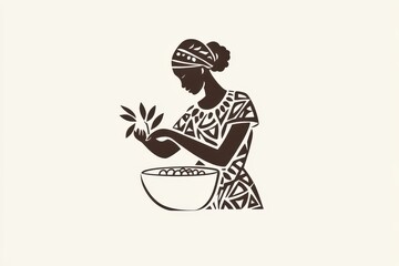 Minimalist Logo African Woman Harvesting Shea Butter