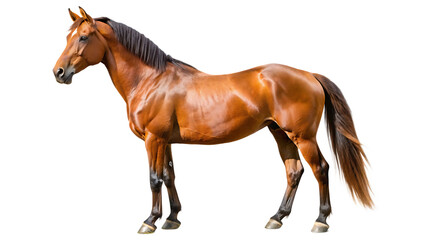 Obraz premium brown horse isolated on white background PNG. GENERATIVE AI
