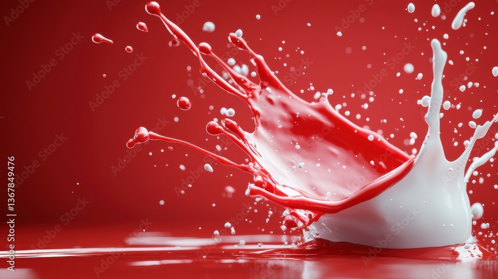 Aufkleber splash of vibrant red liquid in dynamic motion against bright background conceptual image of liquid 