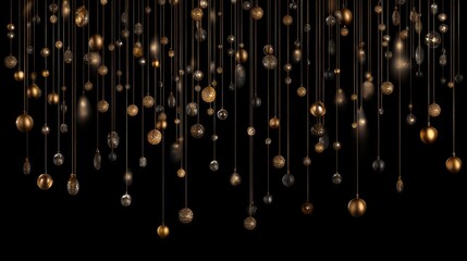 Soft golden light particles fall against a black backdrop, creating a luxurious atmosphere ideal for elegant events or celebrations