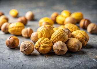 Minimalist Still Life: Yellow Walnuts, Hazelnuts & Brazilian Nuts