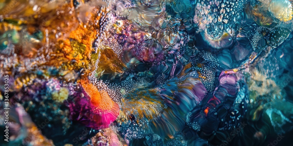 Poster colorful gemstone abstract: a close-up view reveals an array of vibrant, multicolored gemstones, cre