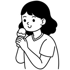a cute girl eating ice cream