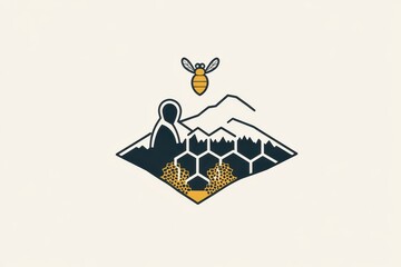 Minimalist Black and White Bee Mountain Logo Design