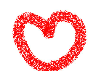 red love hand drawing ,red heart on white background,  Isolated on transparent background, PNG