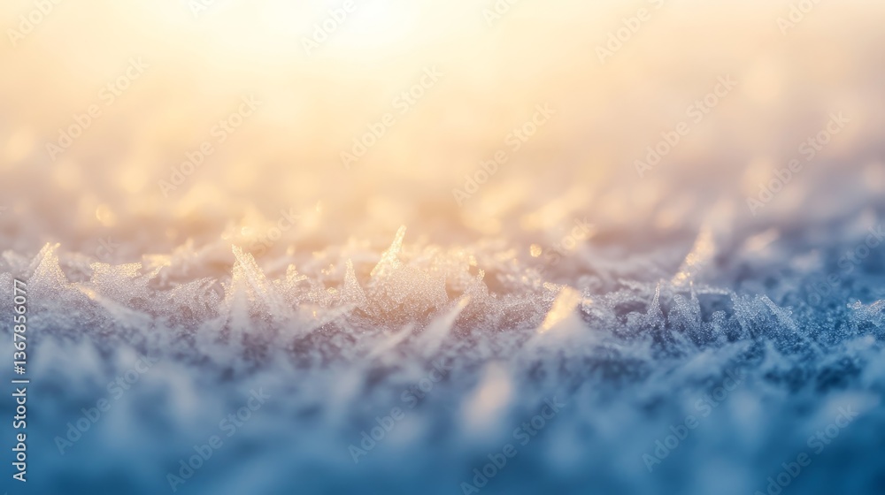 Aufkleber a collection of delicate frost patterns forms on a glass surface under soft natural light, showcasin
