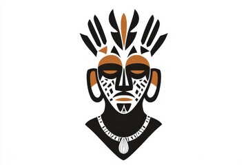 Minimalist Black and White Tribal Mask Logo Design
