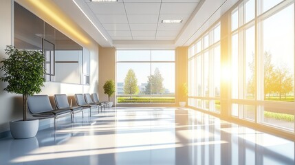 Bright Waiting Area with Chairs and Plants by Large Window