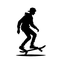 Young skater performing a trick against a plain background  