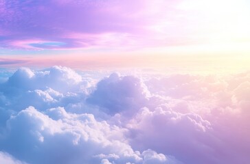 Aerial View of Clouds at Golden Hour with Pastel Sky