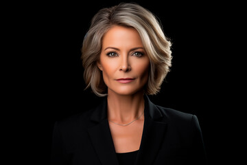 Portrait of a middle-aged businesswoman isolated on dark background