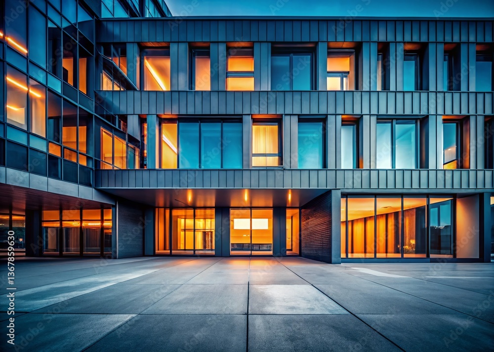Poster modern architecture gazing: intriguing building facade with empty windows