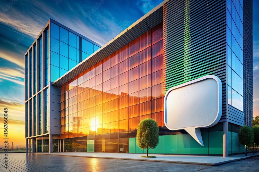 Poster modern architecture speech bubble design, abstract building communication concept