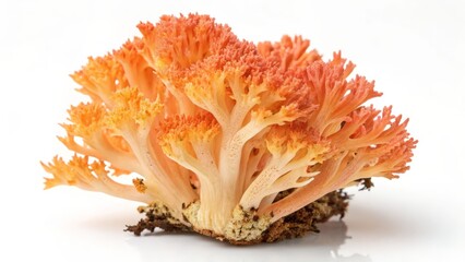 Vibrant Orange Coral Mushroom Isolated on White Background  
