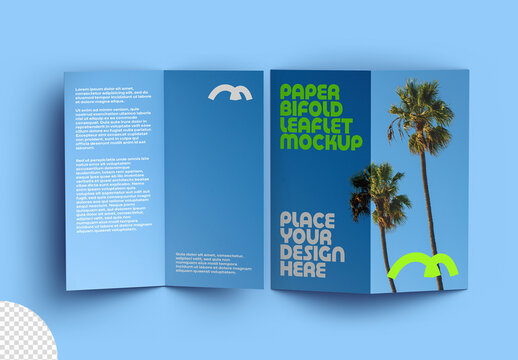 Bifold Paper Leaflet FlyerBrochure Mockup