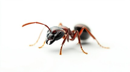 Detailed Close Up of a Red Ant  Exploring Nature&rsquo;s Tiny Marvel on a White isolated on white background
