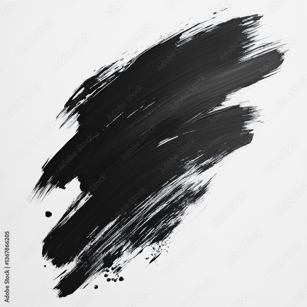 Aufkleber abstract black paint stroke on white background - minimalist artistic expression with rough edges