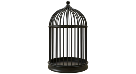 Isolated Empty Black Bird Cage