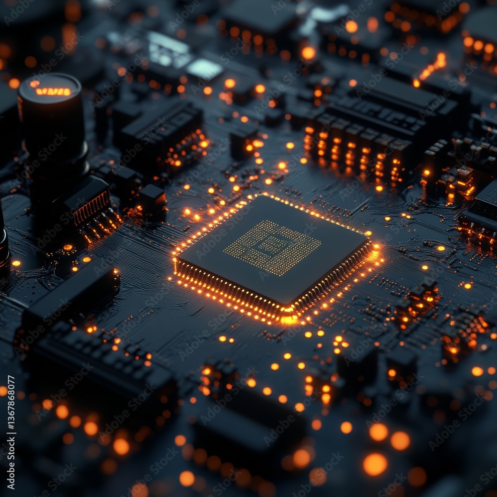 Poster illuminated circuit board: a glimpse into modern technology and electronic interconnectivity