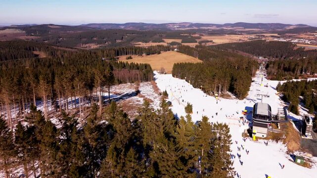Aerial shot of ski piste in Germany