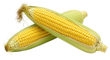 Isolated Fresh Corn Cobs