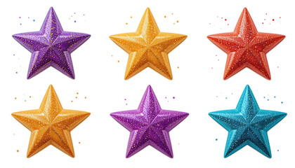 Obraz premium Colorful shimmering star shapes with rainbow hues and glitter