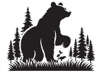 silhouettes bear logo vector illustration, grizzly bear logo icon silhouettes, bear silhouette logo vector animals, black bear wild animal silhouettes on the white background