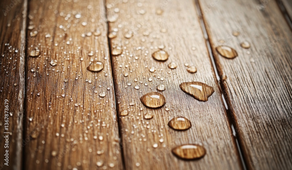 Poster water droplets on wood surface macro texture for background use