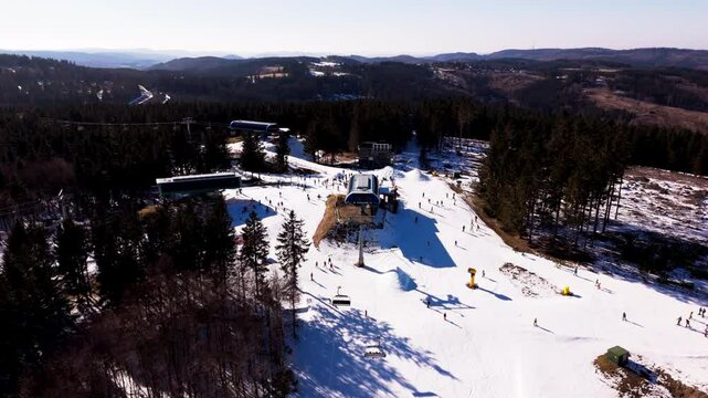 Aerial shot of ski piste in Germany