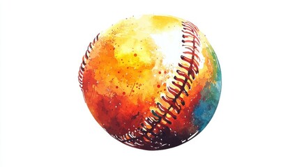 Vibrant Artistic Baseball  A Colorful Twist on a Sports Classic isolated on white background