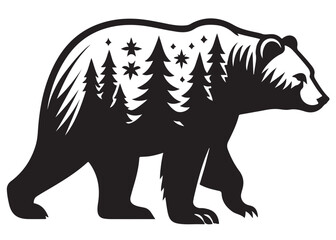 silhouettes bear logo vector illustration, grizzly bear logo icon silhouettes, bear silhouette logo vector animals, black bear wild animal silhouettes on the white background