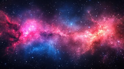 Cosmic Nebula Pink and Blue Gas Clouds in Space