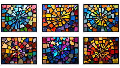 Colorful stained glass mosaics vibrant abstract patterns