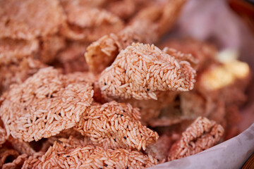 Crispy Rice Cracker with caramelize in market