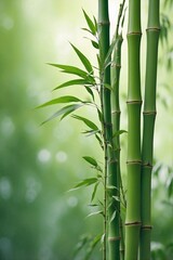 Close-Up of a Bamboo Plant in a Serene Bamboo Forest: An Aesthetic and Green Scene with Intricate Patterns of Nature