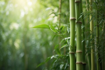 Close-Up of a Bamboo Plant in a Serene Bamboo Forest: An Aesthetic and Green Scene with Intricate Patterns of Nature