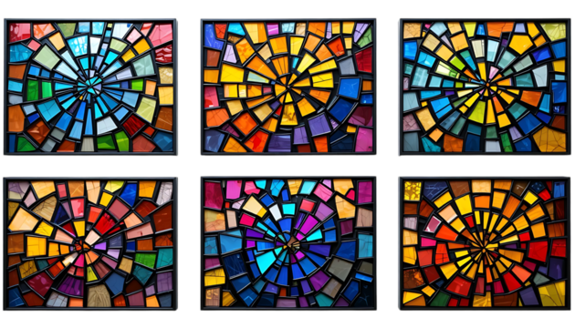Colorful stained glass mosaics vibrant abstract patterns - Powered by Adobe
