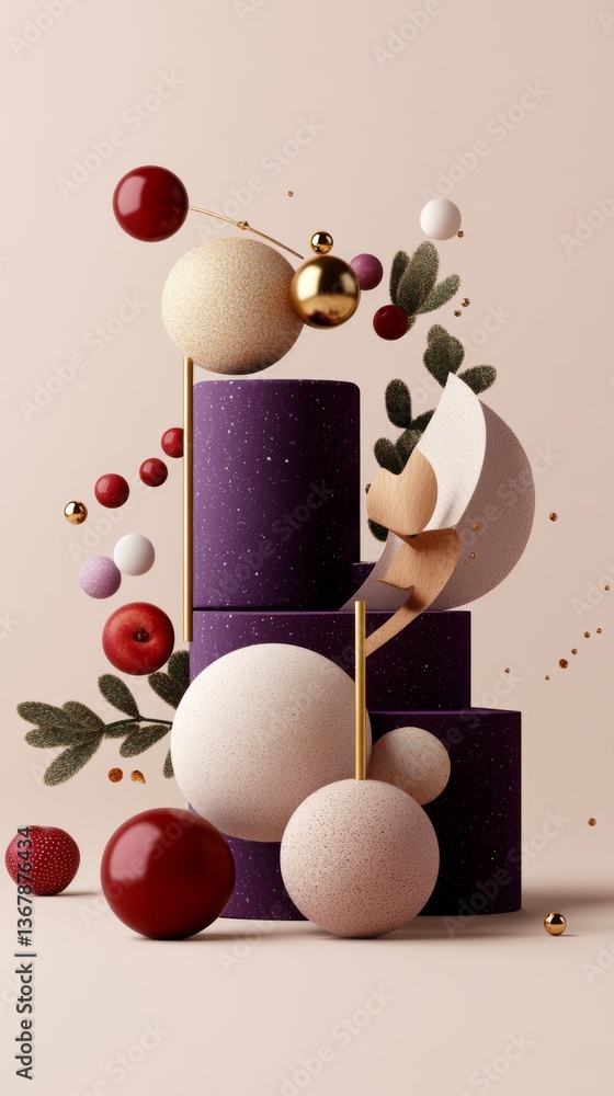 Poster decorative arrangement of geometric shapes featuring varying textures and colors displayed artistica